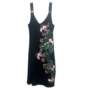 Y2K Floral Embroidered Black and Pink Sleeveless Dress